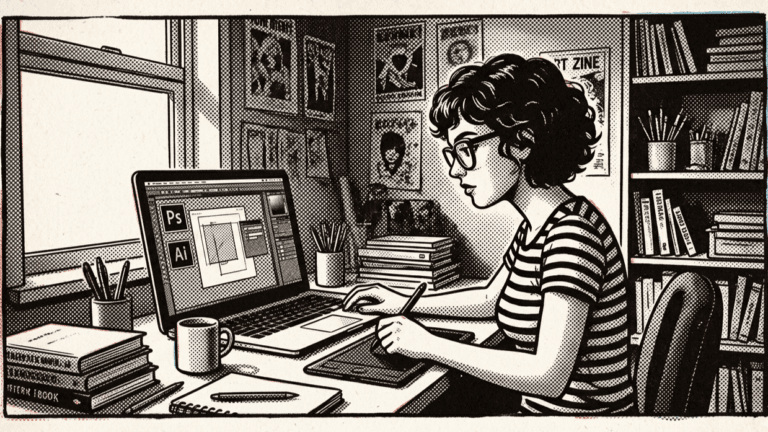 woman using adobe designing software